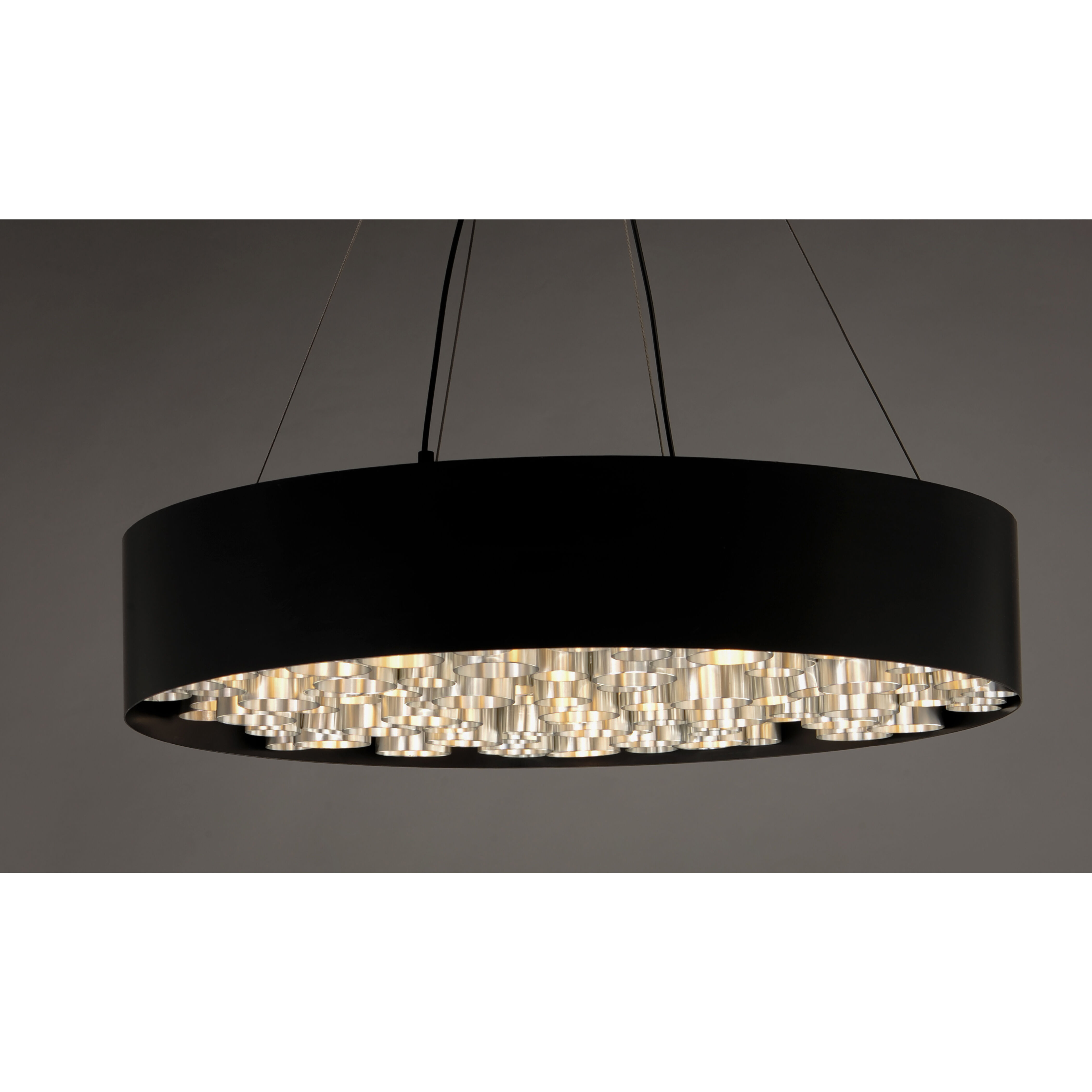 Pipes LED 30 inch Black and Brushed Aluminum Multi-Light Pendant Ceiling Light