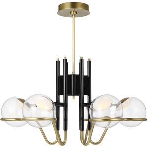 Avroko Crosby LED 30 inch Glossy Black/Natural Brass Chandelier Ceiling Light, Medium