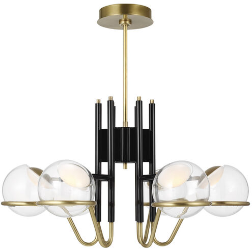 Avroko Crosby LED 29.5 inch Glossy Black/Natural Brass Chandelier Ceiling Light in 277V, Integrated LED