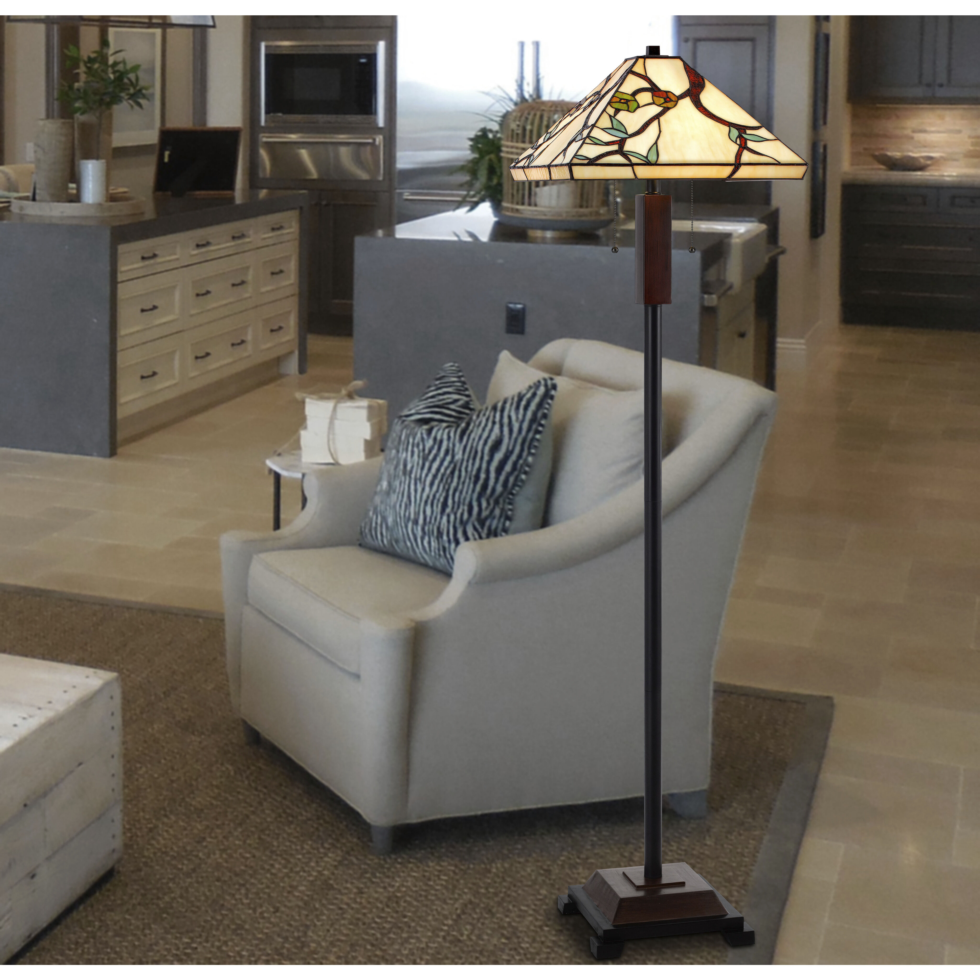 3101 Tiffany 60 inch 60.00 watt Dark Bronze and Wood Floor Lamp Portable Light