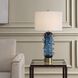 Aura 27.75 inch 150 watt Blue Glass and Brushed Brass Table Lamp Portable Light