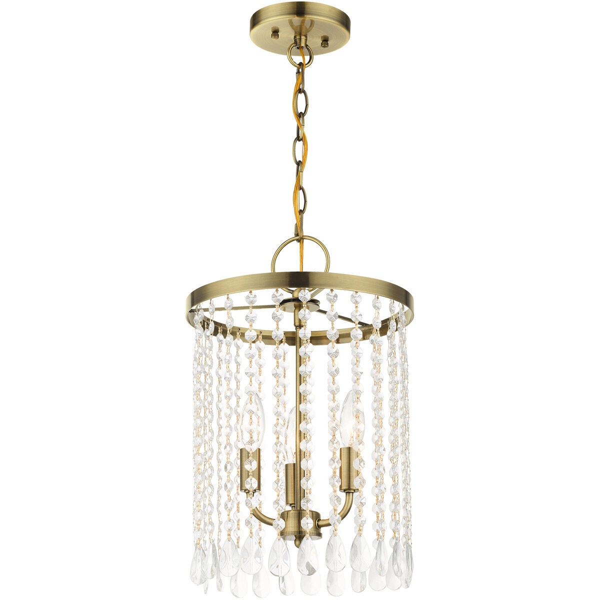 Elizabeth 3 Light 11 inch Antique Brass Pendant Chandelier Ceiling Light