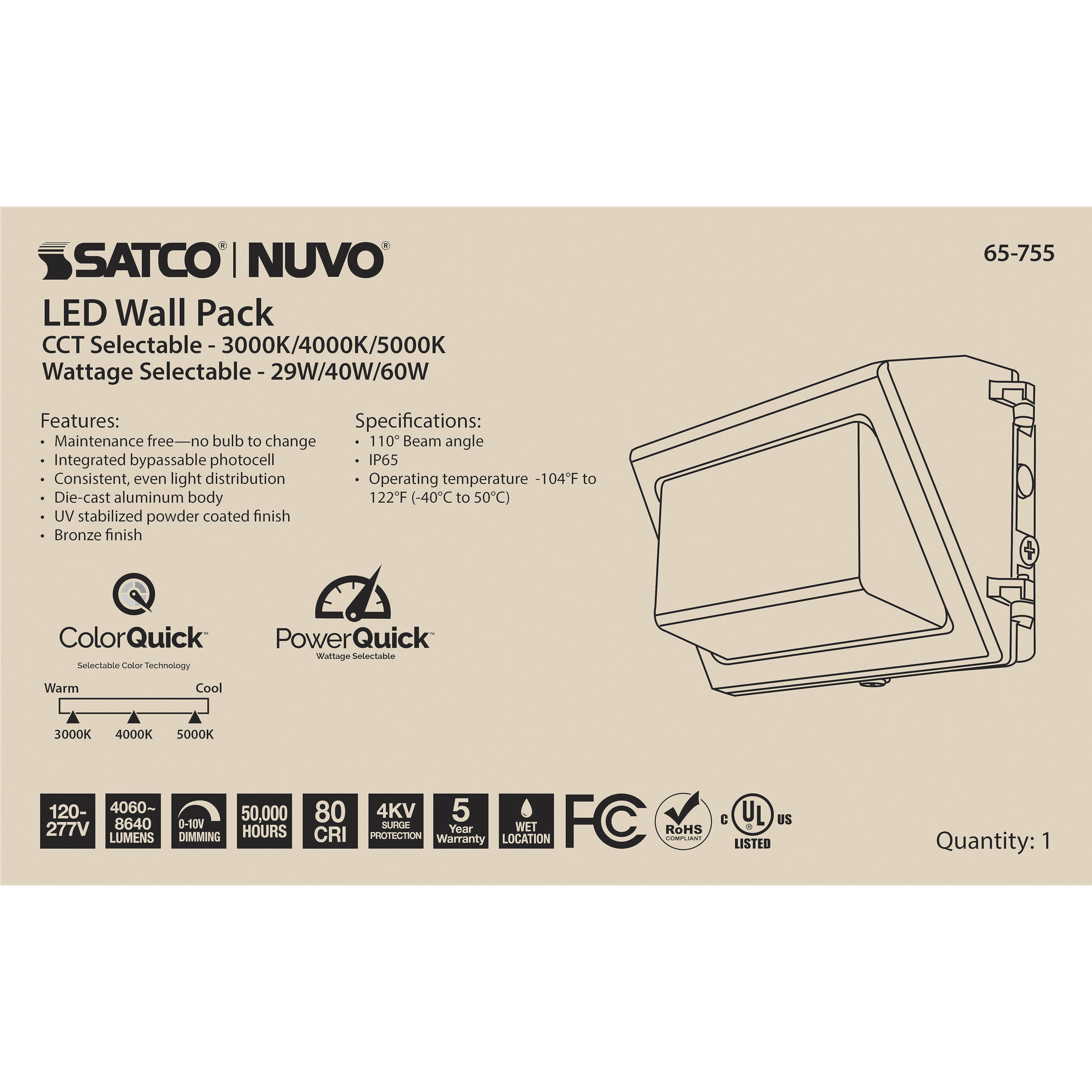 Brentwood LED 9 inch Bronze Outdoor/Indoor Wall Pack