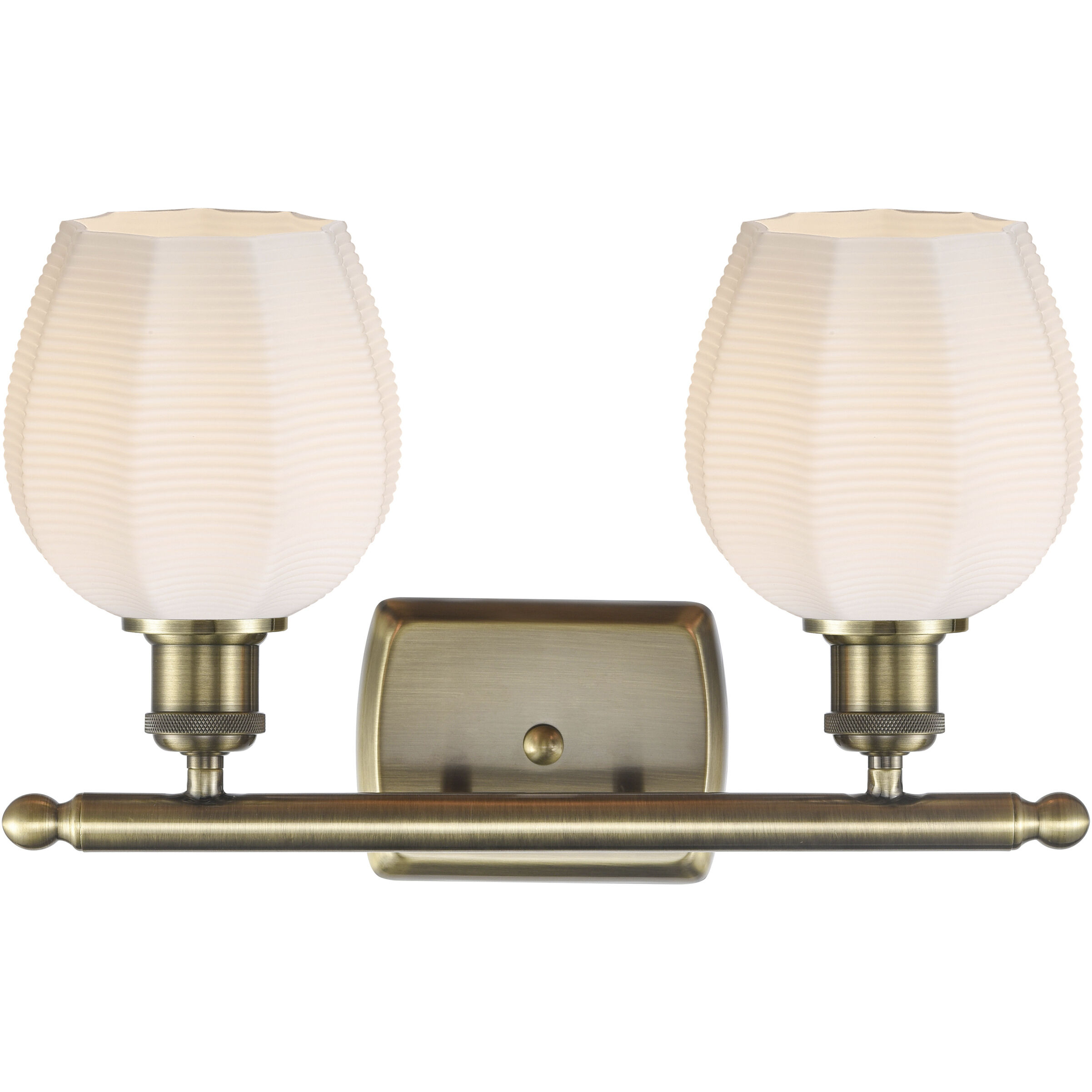 Ballston Norfolk 2 Light 16 inch Antique Brass Bath Vanity Light Wall Light in Matte White Glass