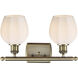 Ballston Norfolk 2 Light 16 inch Antique Brass Bath Vanity Light Wall Light in Matte White Glass