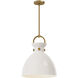 Alora Mood Waldo Pendant Ceiling Light in Aged Gold, Glossy Opal Glass