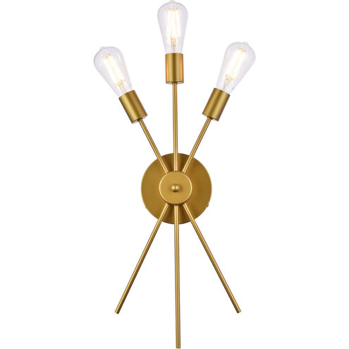 Lucca 3 Light 11 inch Brass Bath Sconce Wall Light