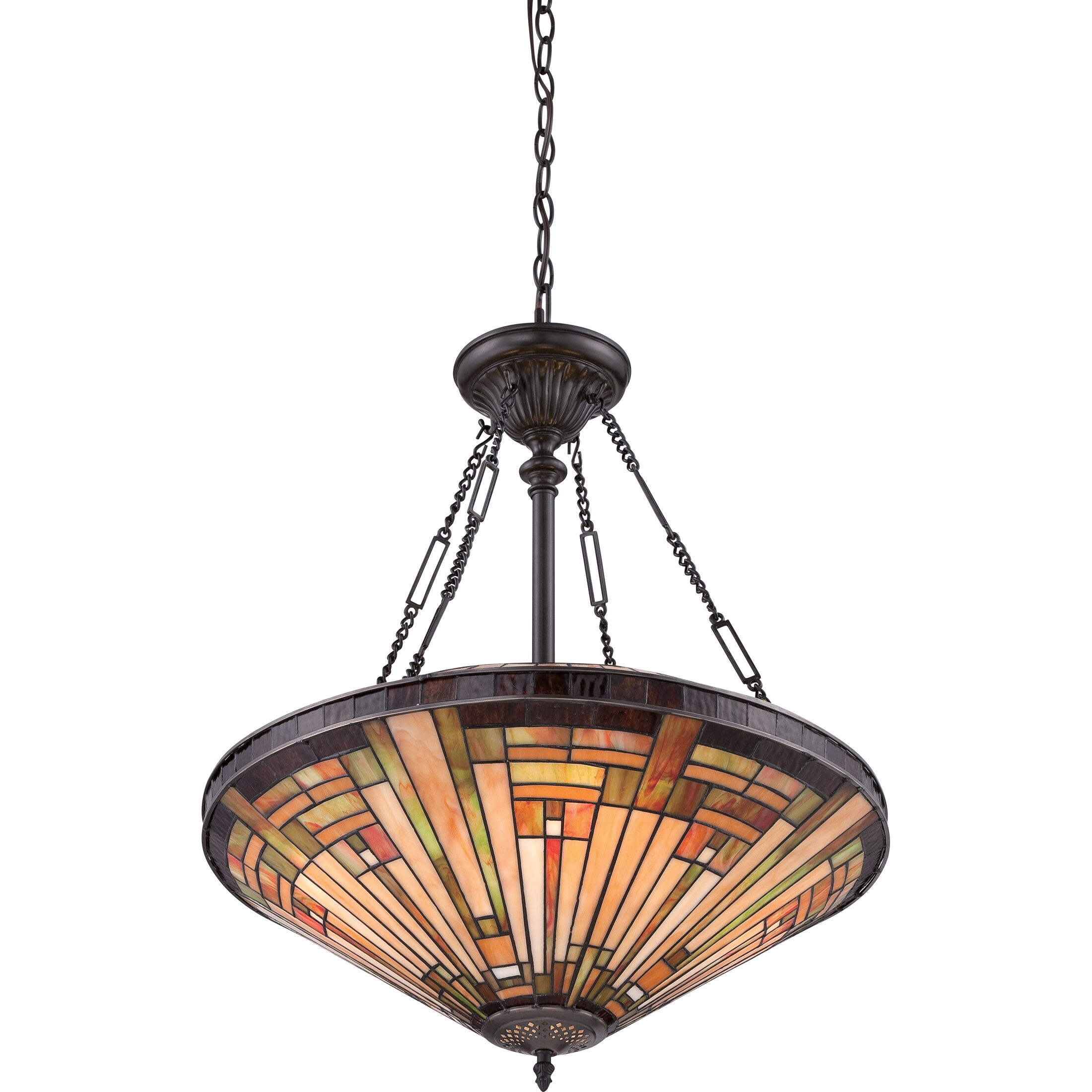 Stephen 4 Light 22 inch Vintage Bronze Pendant Ceiling Light, Naturals