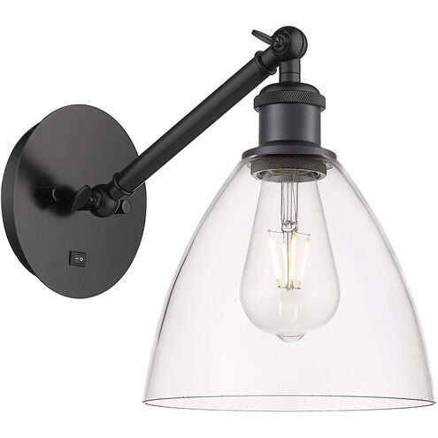 Ballston Dome LED 8 inch Matte Black Sconce Wall Light in Clear Glass