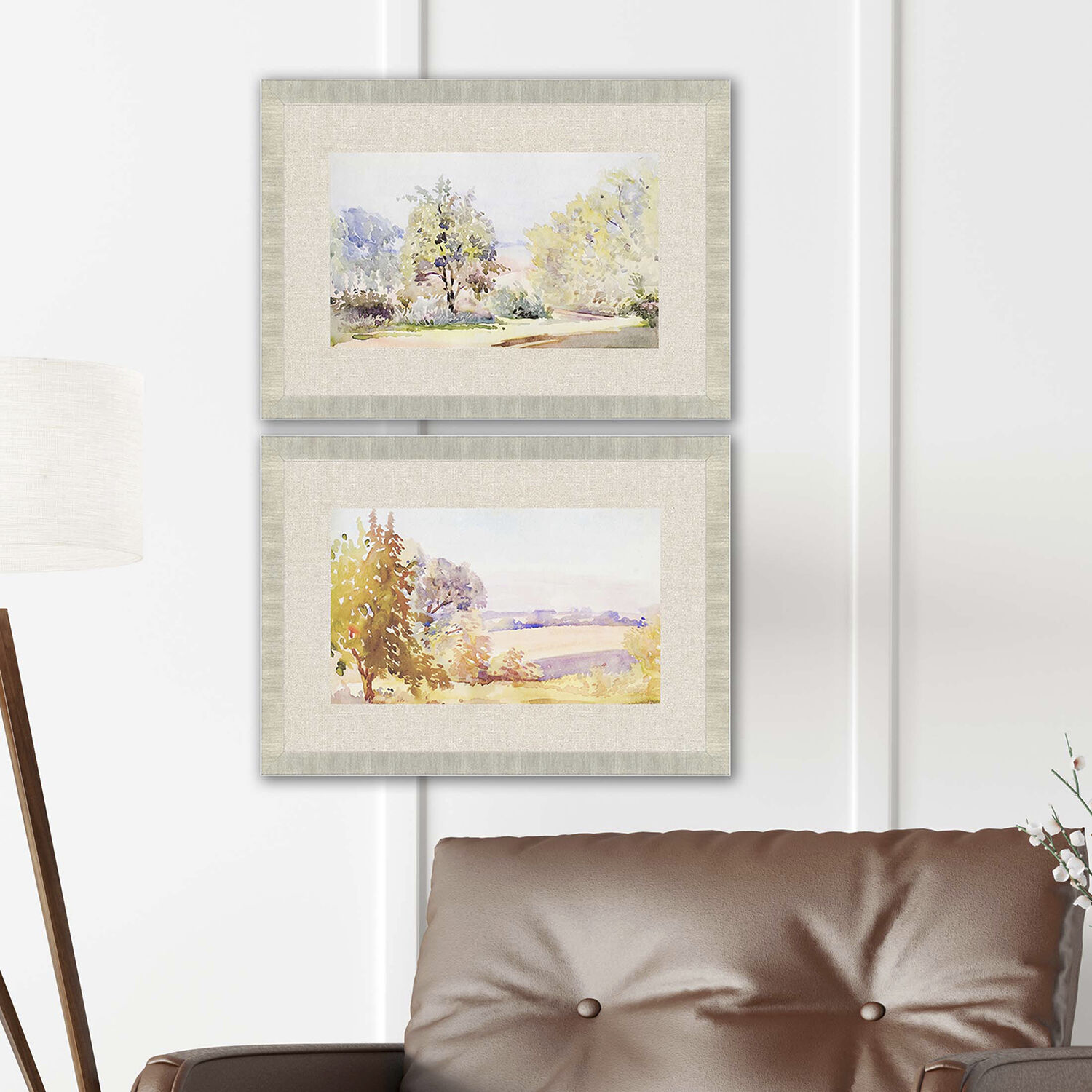 Placid/Repose Sunrise/Serene Multi and Orange and Green and Blue Framed Art