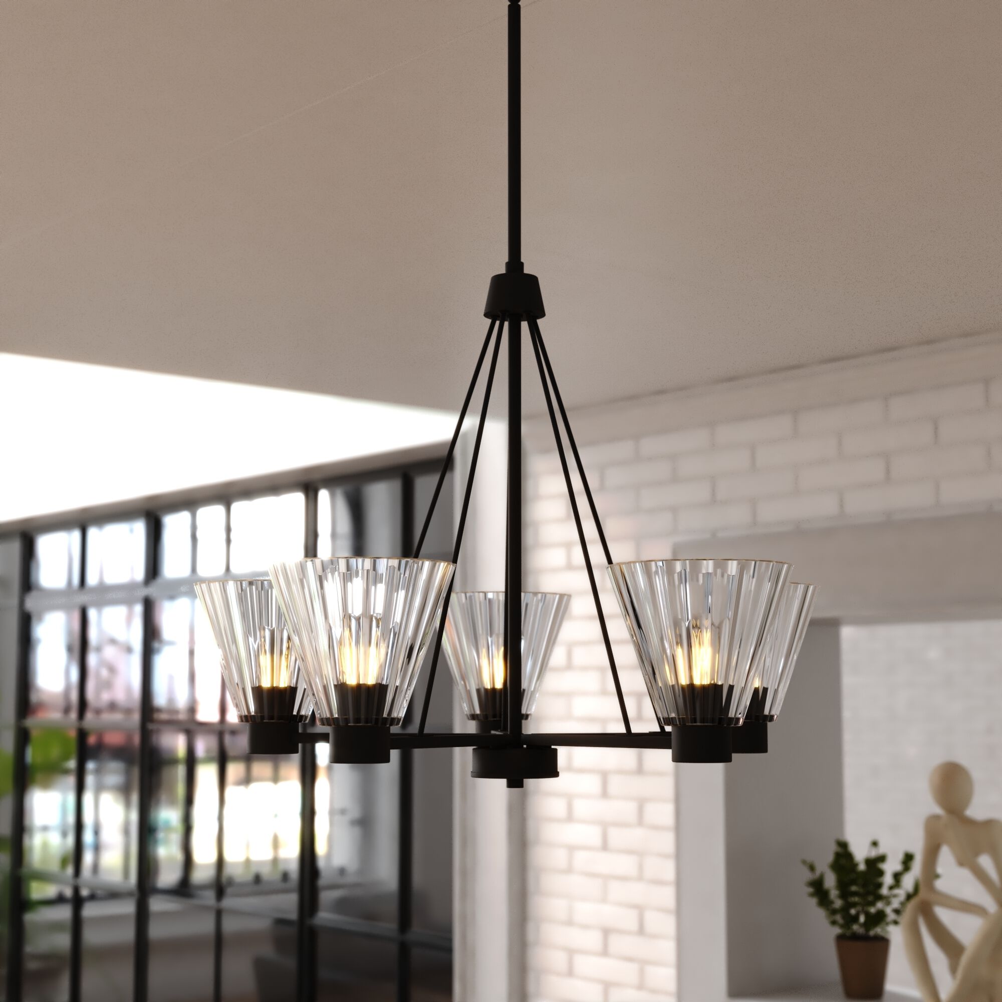 Dalton 5 Light 25.5 inch Matte Black Chandelier Ceiling Light