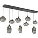 Misto 9 Light Matte Black Linear Pendant Ceiling Light in Misto Smoke, Multi-Port