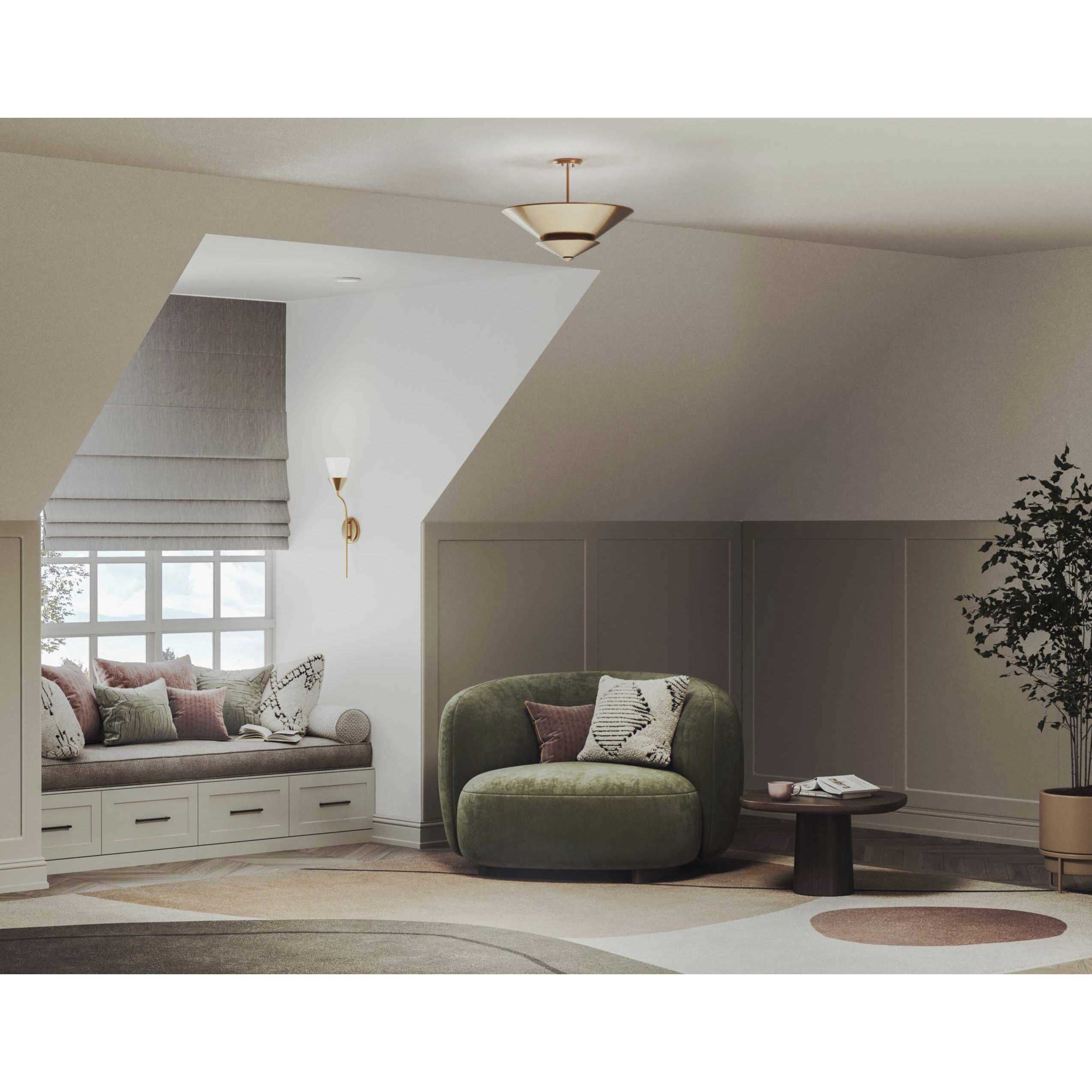 Pinellas 4 Light 25 inch Soft Gold Semi-Flush Mount Ceiling Light, Design Series