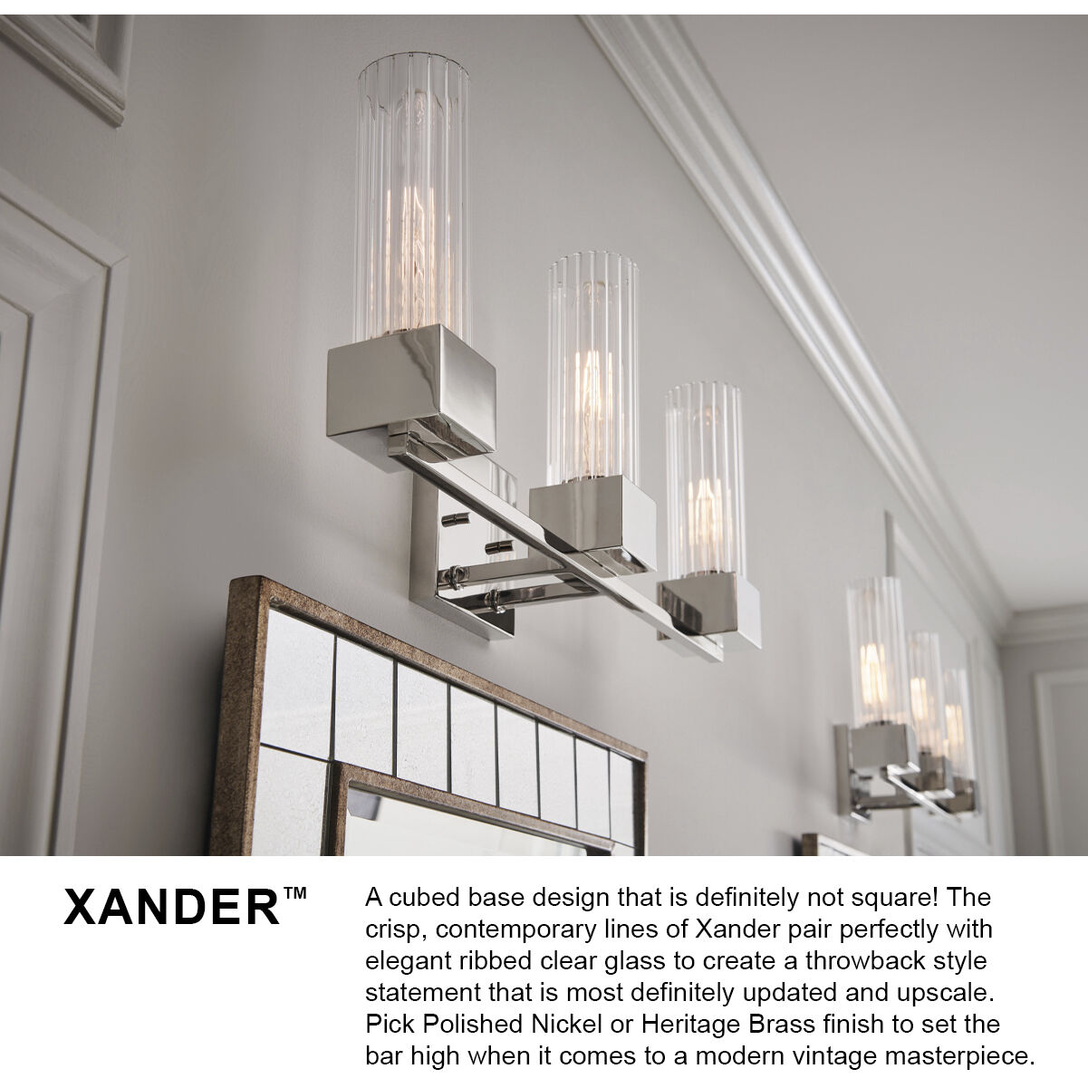 Xander 4 Light 32 inch Polished Nickel Vanity Light Wall Light