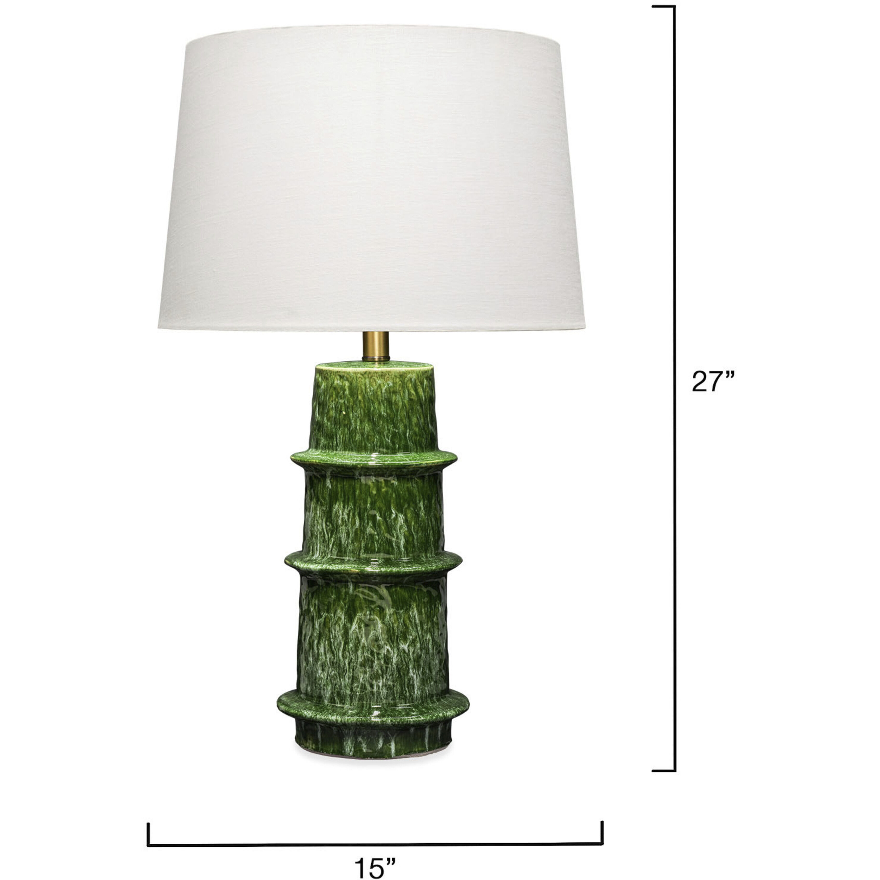 Saturn 27 inch 150 watt Green and Brass Table Lamp Portable Light, Inline