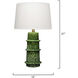 Saturn 27 inch 150 watt Green and Brass Table Lamp Portable Light, Inline