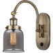 Franklin Restoration Bell LED 5 inch Antique Brass Sconce Wall Light in Plated Smoke Glass