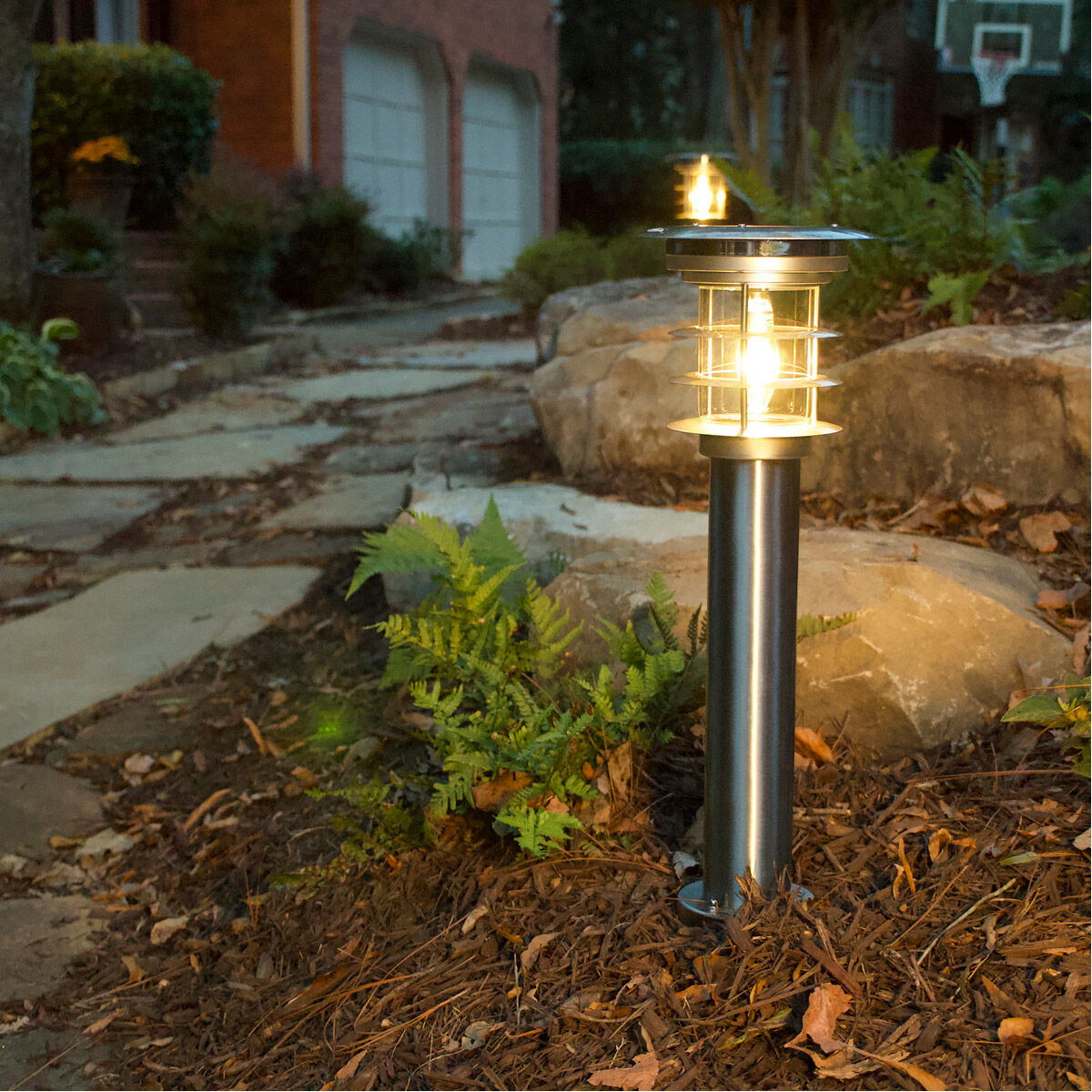 Stainless Steel Bollard 13.00 watt Silver Path Light, Solar
