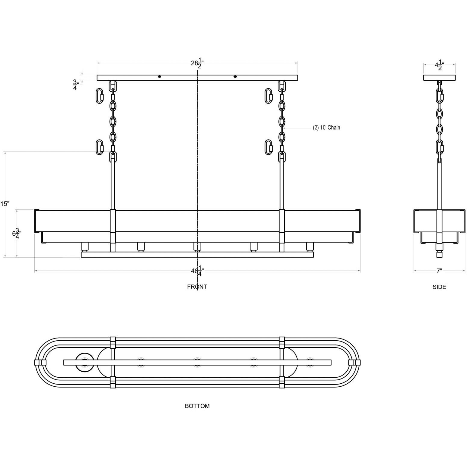 Blonde Moment 5 Light 46.25 inch Matte Black and Honey with Medium Oak Linear Pendant Ceiling Light