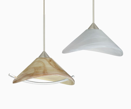 Hoppi 1 Light Satin Nickel Pendant Ceiling Light in Halogen, Mocha Glass