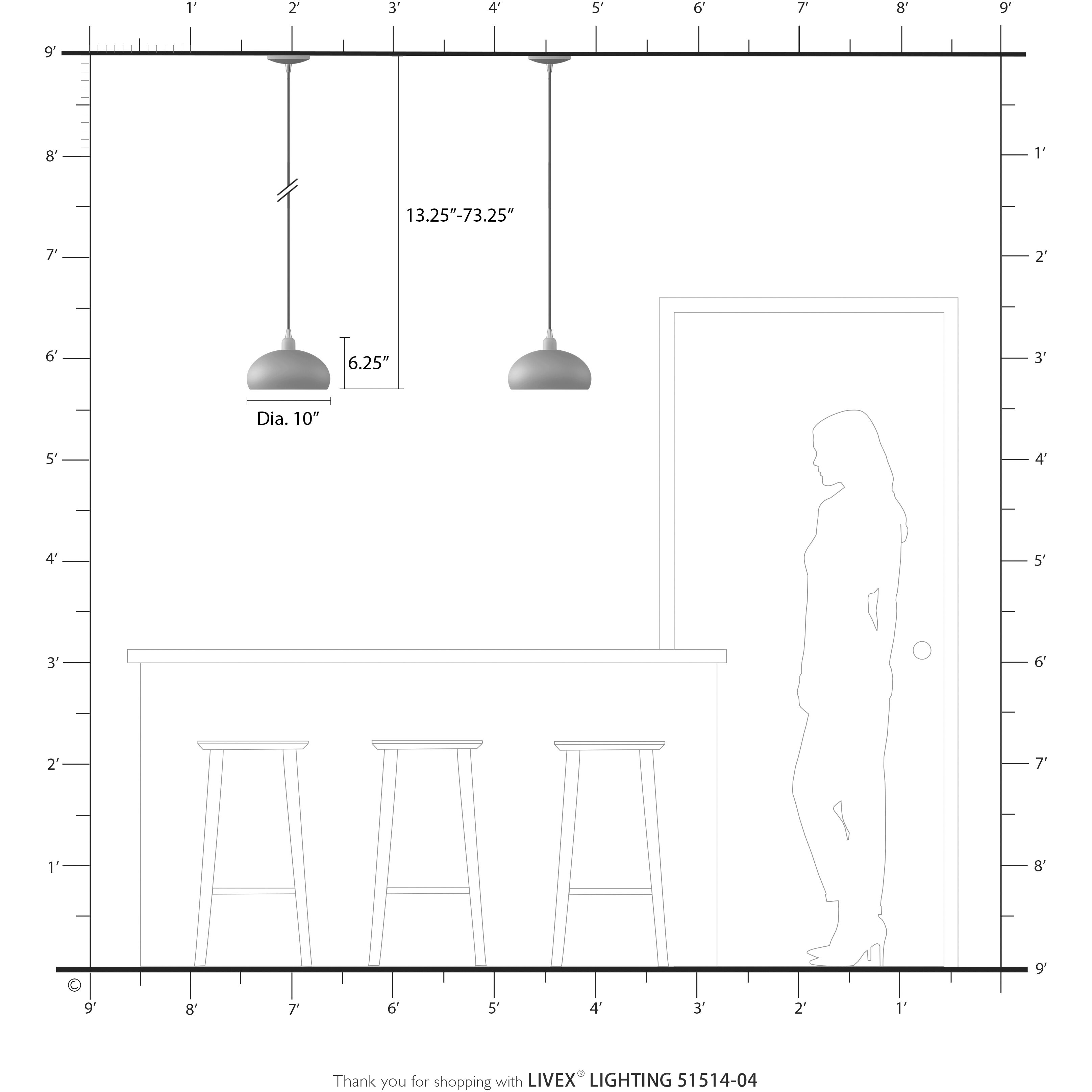 Domma 1 Light 10 inch Black with Brushed Nickel Accents Pendant Ceiling Light