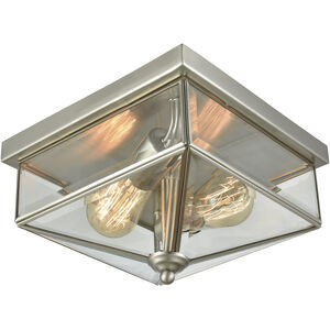 Lankford 2 Light 10 inch Brushed Nickel Outdoor Flush Mount