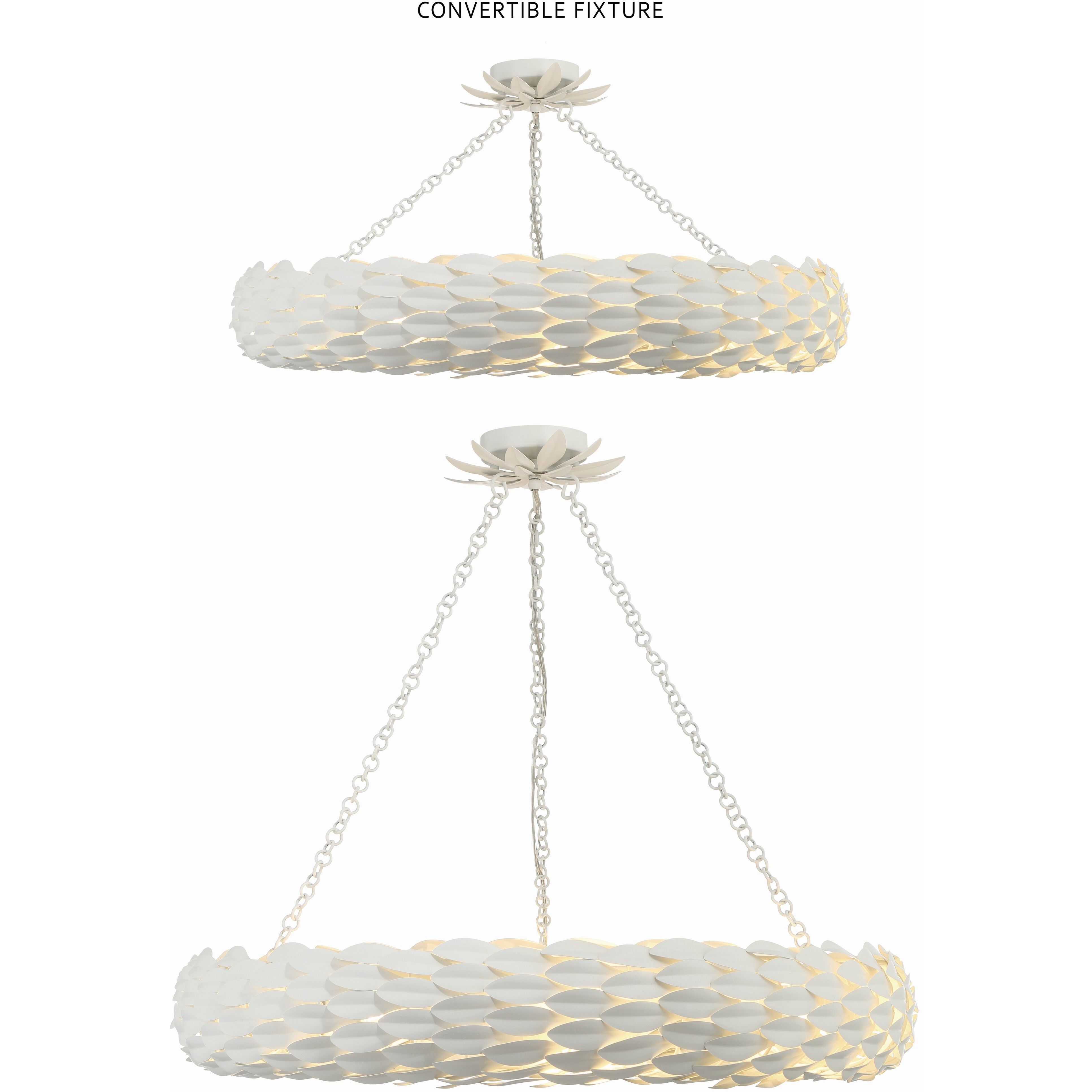 Broche 8 Light 33.5 inch Matte White Semi Flush Ceiling Light