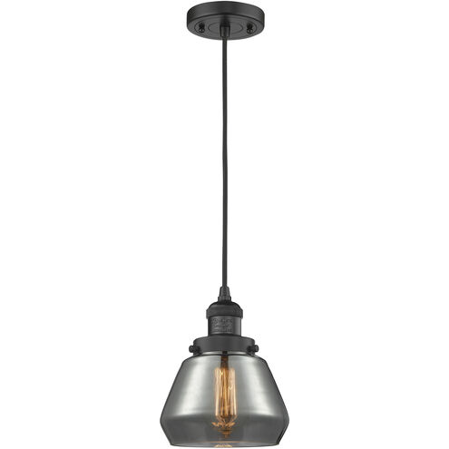 Franklin Restoration Fulton 1 Light 7 inch Matte Black Mini Pendant Ceiling Light in Incandescent, Plated Smoke, Franklin Restoration