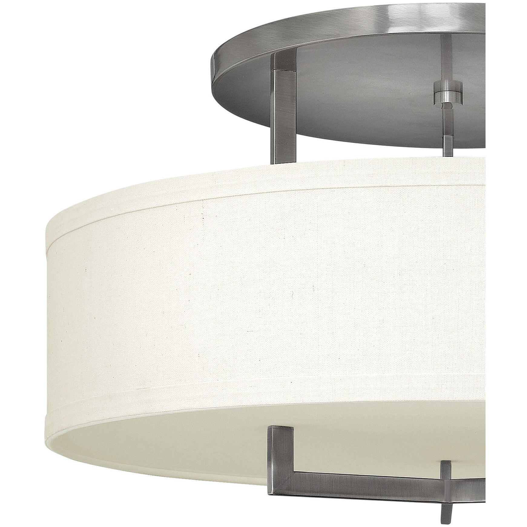 Hampton 3 Light 26 inch Antique Nickel Indoor Semi-Flush Mount Ceiling Light in Non-LED