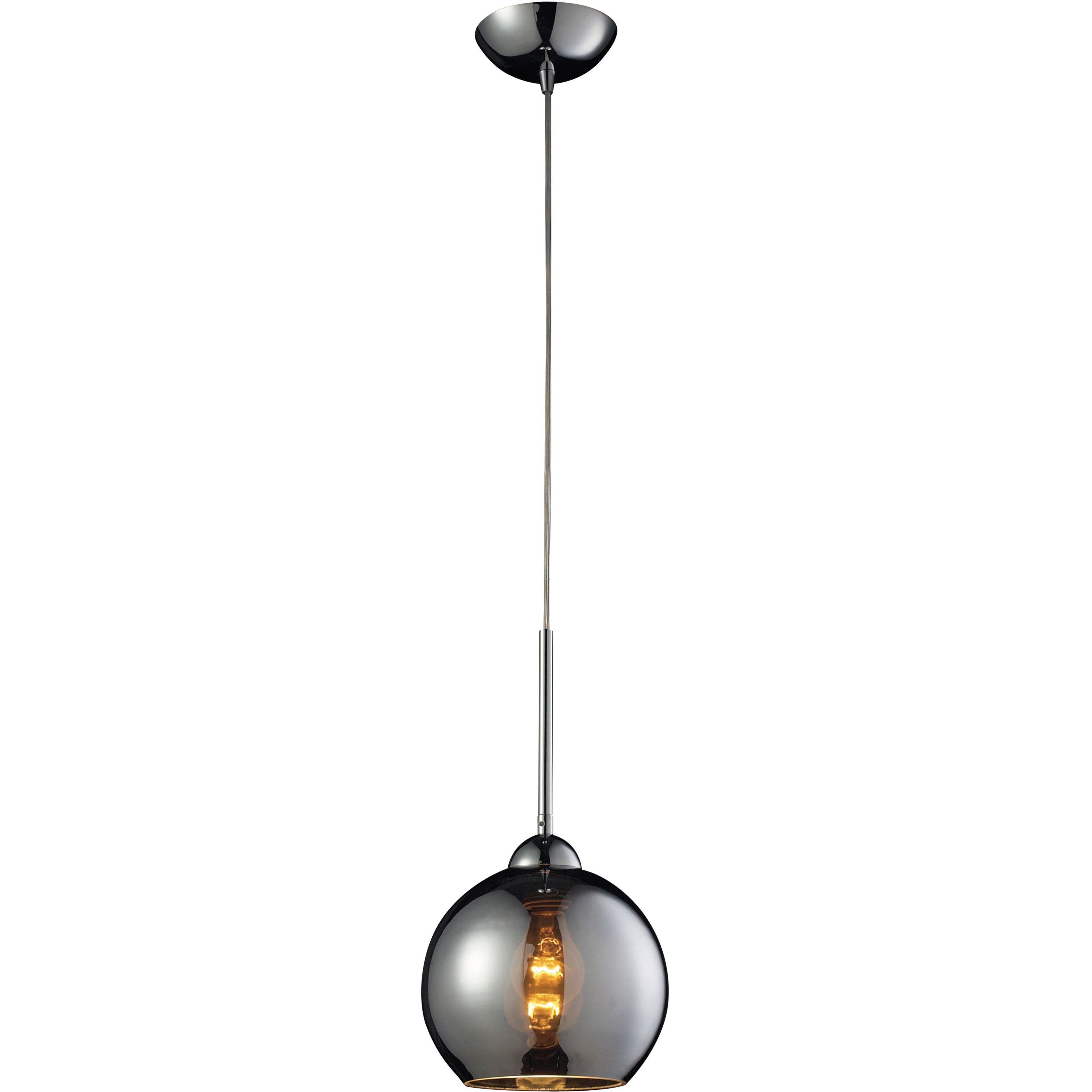 Cassandra 1 Light 8 inch Black Chrome with Polished Chrome Mini Pendant Ceiling Light