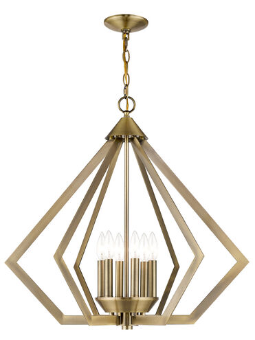 Prism 6 Light 26 inch Antique Brass Chandelier Ceiling Light