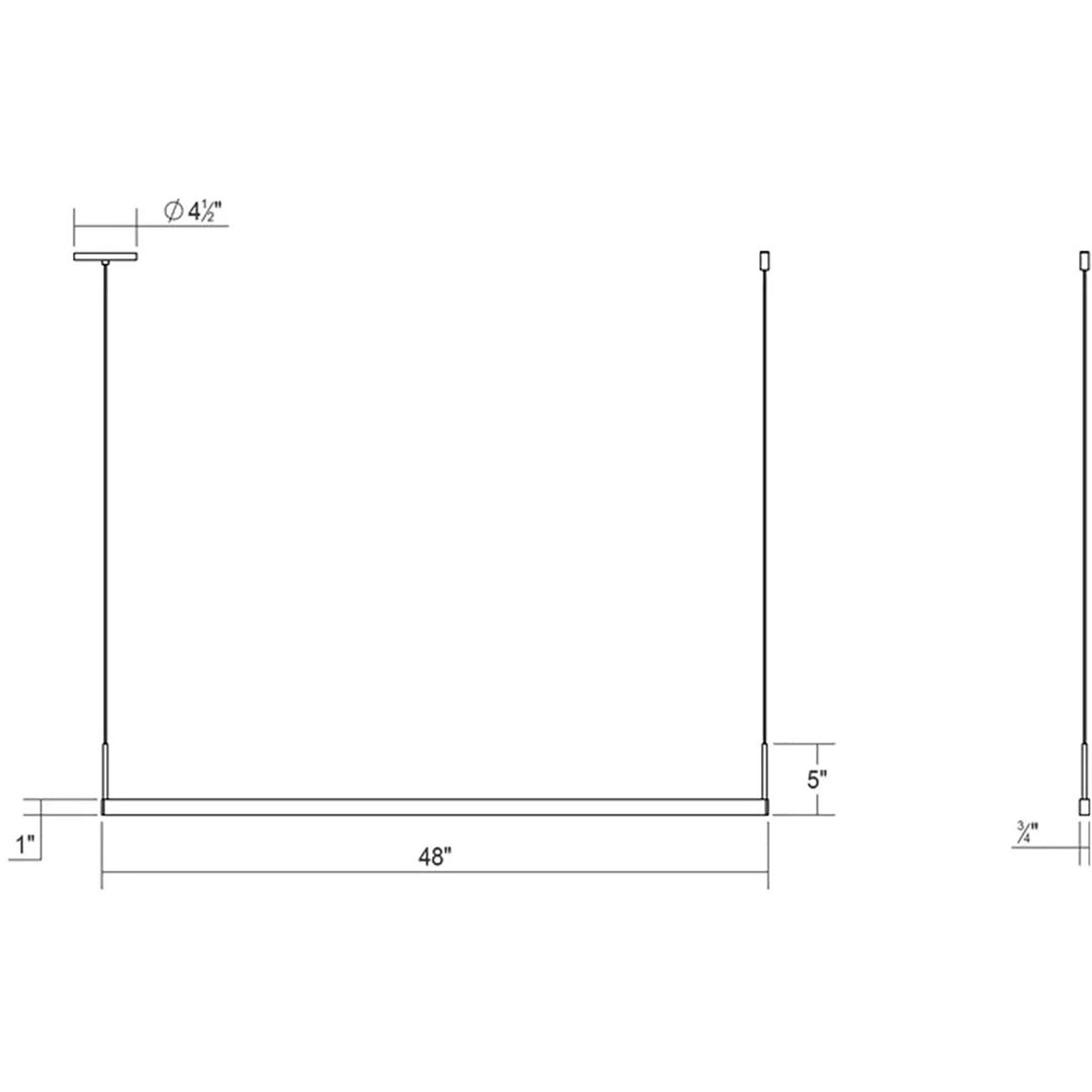 Thin-Line LED 48 inch Satin Black Pendant Ceiling Light in 4ft., 3500K