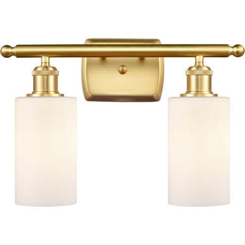 Ballston Clymer 2 Light 16 inch Satin Gold Bath Vanity Light Wall Light in Matte White Glass, Ballston