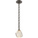 Gem LED 7.8 inch Flat Bronze Pendant Ceiling Light in 3000K LED, Amber, Oval Chain