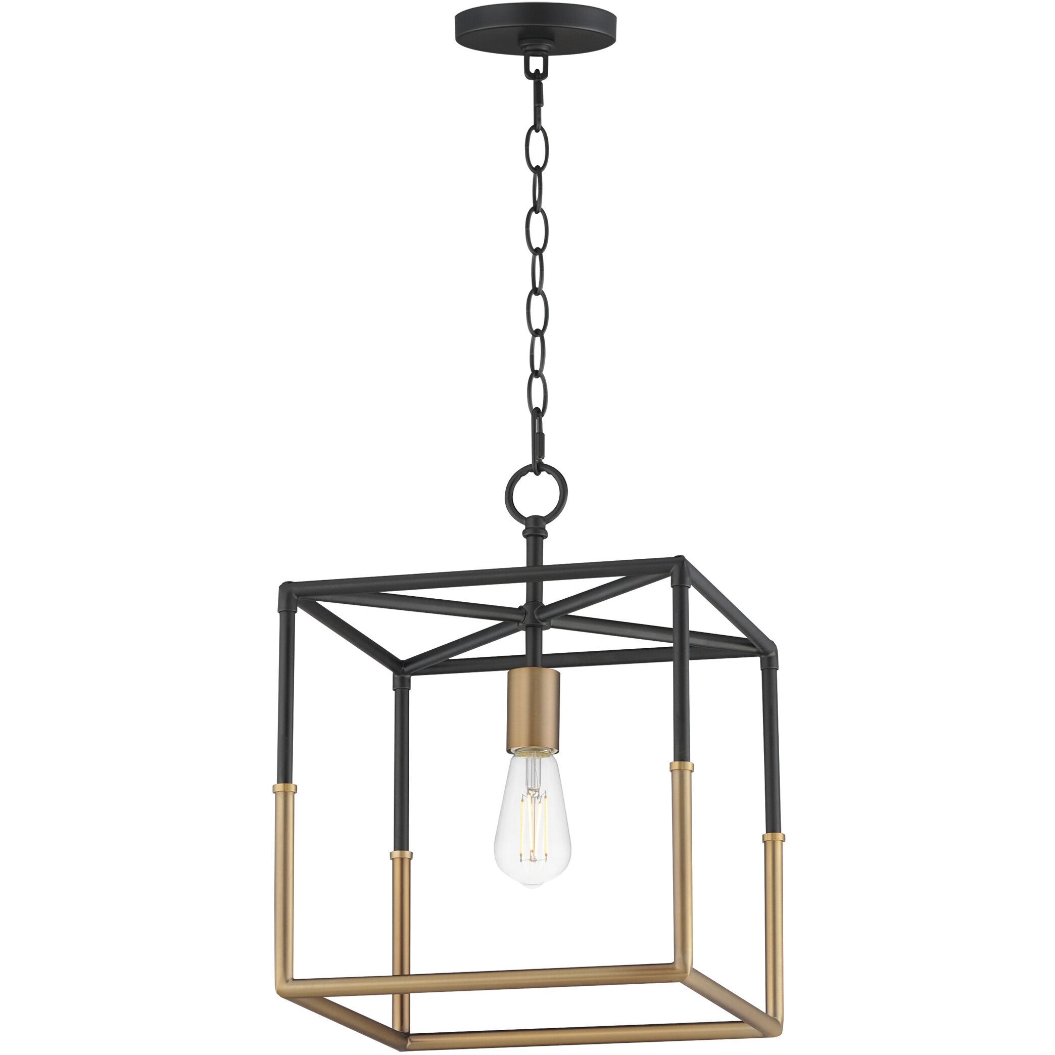 SoHo 1 Light 12 inch Black and Weathered Brass Entry Foyer Pendant Ceiling Light