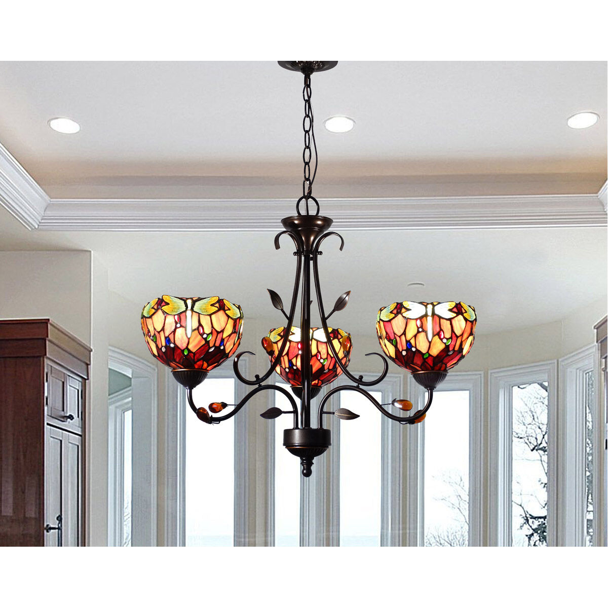 Evelyn 3 Light 24 inch Antique Golden Bronze Pendant Ceiling Light