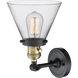 Franklin Restoration Large Cone LED 8 inch Black Antique Brass Sconce Wall Light, Franklin Restoration