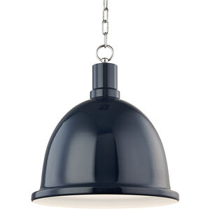 Blair 1 Light 16 inch Polished Nickel Pendant Ceiling Light in Navy Metal