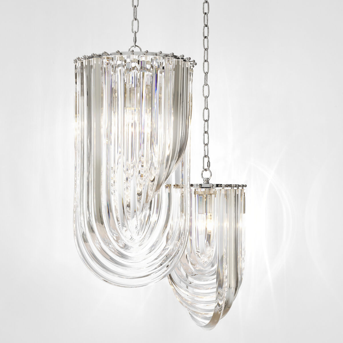 Murano 4 Light 13.78 inch Clear Acrylic with Nickel Chandelier Ceiling Light