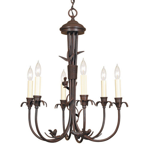 Bird 6 Light 20 inch Rust Chandelier Ceiling Light