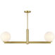 Modern 2 Light 42 inch Natural Brass Linear Chandelier Ceiling Light