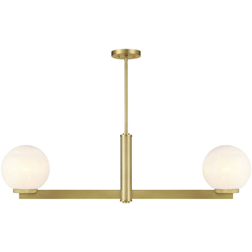 Modern 2 Light 42 inch Natural Brass Linear Chandelier Ceiling Light