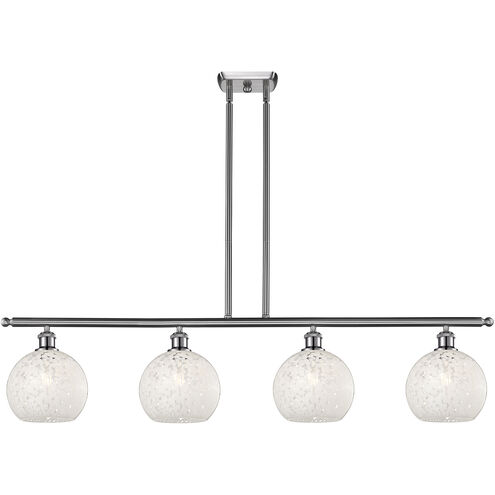 Ballston White Mouchette 4 Light 48 inch Brushed Satin Nickel Stem Hung Island Light Ceiling Light