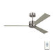Rozzen 52 inch Brushed Steel with Silver/American Walnut reversible blades Indoor/Outdoor Ceiling Fan