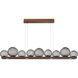 Gaia LED 70 inch Burnished Bronze Linear Multi-Pendant Ceiling Light in Smoke, 2700K LED
