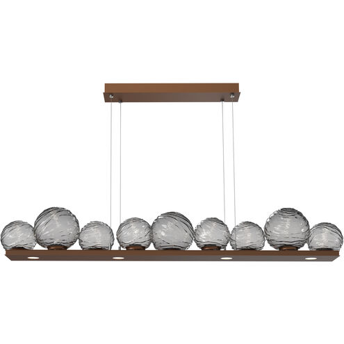 Gaia LED 70 inch Burnished Bronze Linear Multi-Pendant Ceiling Light in Smoke, 2700K LED