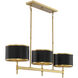 Delphi 3 Light 42 inch Black with Warm Brass Accents Linear Chandelier Ceiling Light