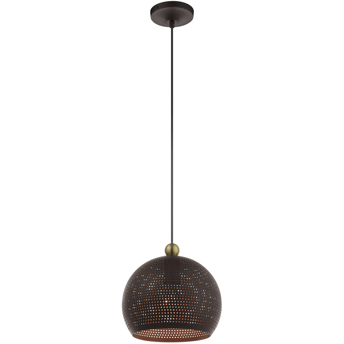 Dublin 1 Light 9.88 inch Bronze with Antique Brass Accents Pendant Ceiling Light