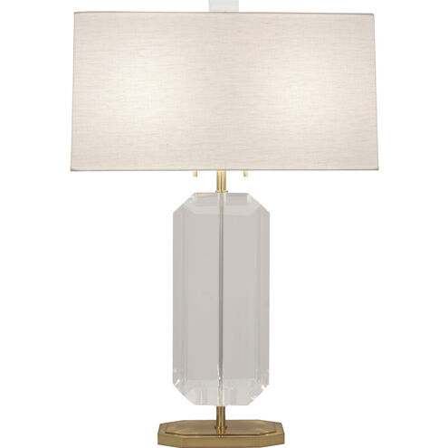 Jacqueline 29.75 inch 100.00 watt Modern Brass Finish with Clear Crystal Accents Table Lamp Portable Light in Oyster Linen