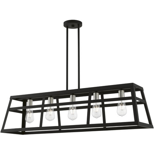 Schofield 5 Light 40 inch Black with Brushed Nickel Accents Linear Chandelier Ceiling Light